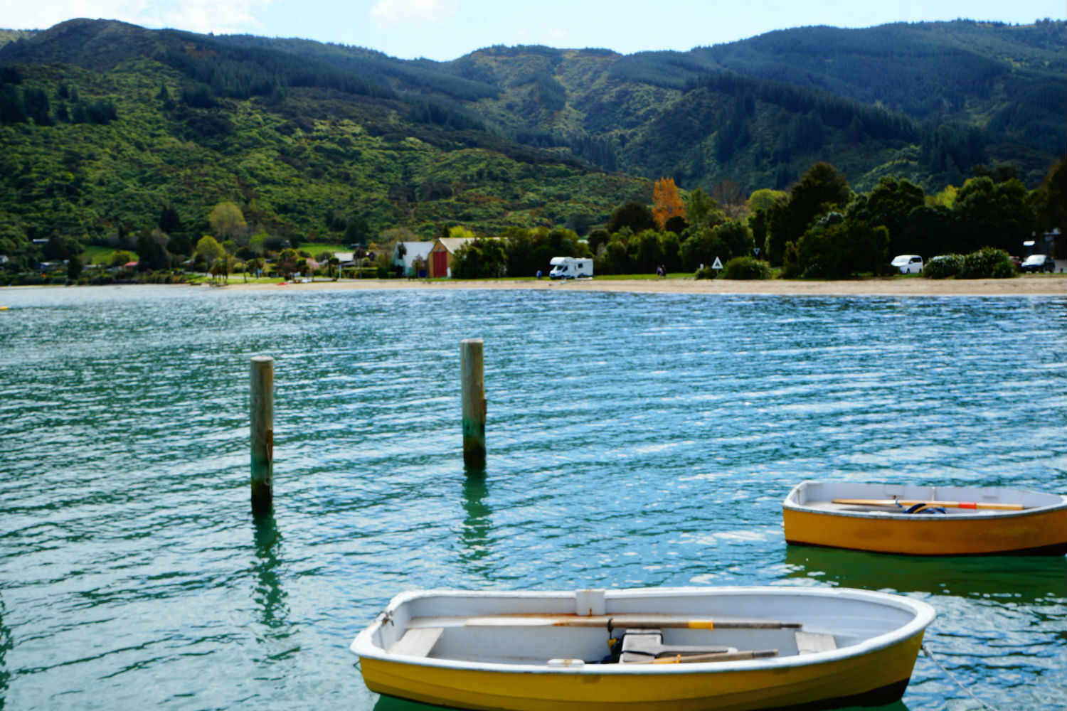 View from the pier in Anakiwa - Walking Queen Charlotte Track - The Global Curious Travel Blog